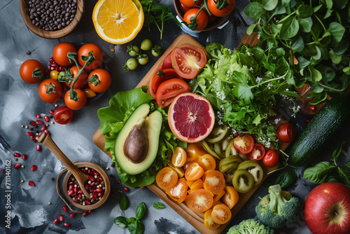 Top view of vegetables on the table