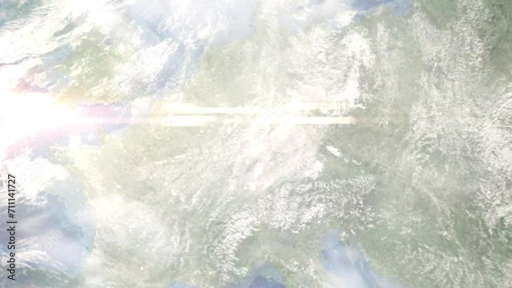 Zoom in from space and focus on Schwetzingen, Germany. 3D Animation. Background for travel intro. Elements of this image furnished by NASA.