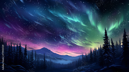 Aurora Borealis on a starry sky