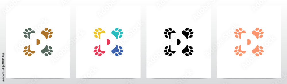 Obraz premium Paws With Negative Space Letter In The Middle Logo Design D