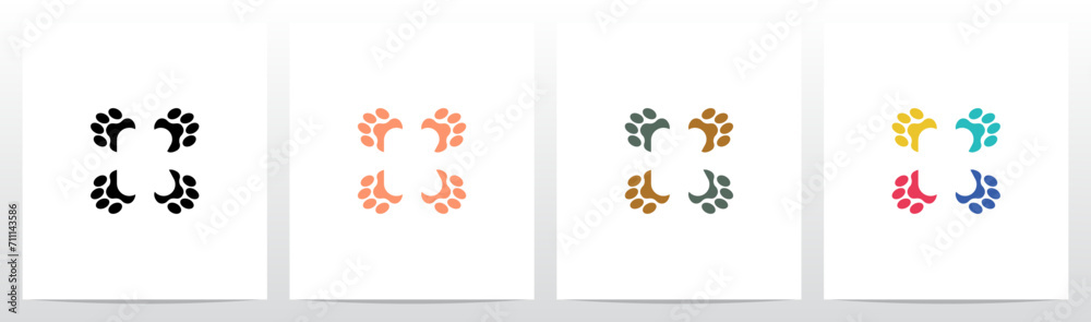 Obraz premium Paws With Negative Space Letter In The Middle Logo Design K