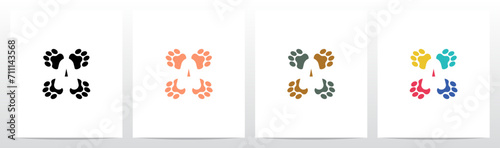 Paws With Negative Space Letter In The Middle Logo Design A