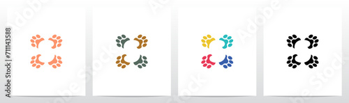 Paws With Negative Space Letter In The Middle Logo Design S