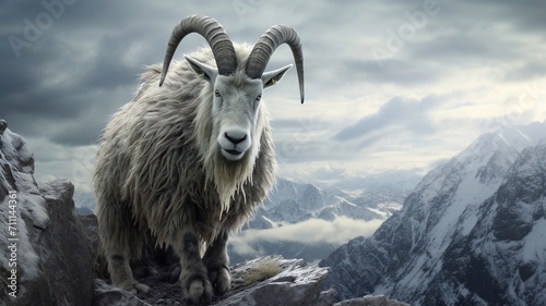 Majestic Ibex Perched Atop Rocky Outcrop, Gazing into the Wilderness - AI-Generative © Being Imaginative