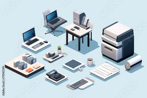 Office photocopier   icon in 3D style