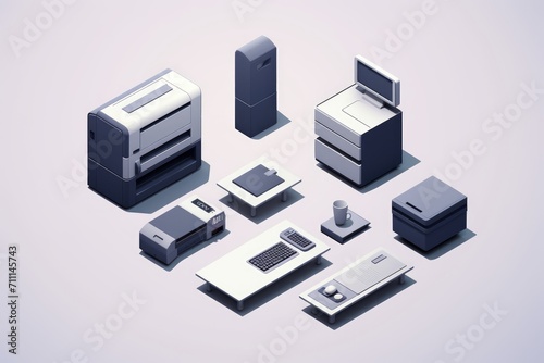 Office photocopier icon in 3D style