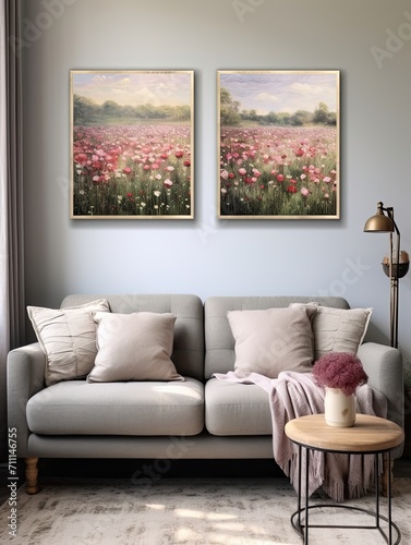 Peaceful Pastoral Paintings: Vintage Landscape Canvas Prints and Wildflower Field Artistry © Michael