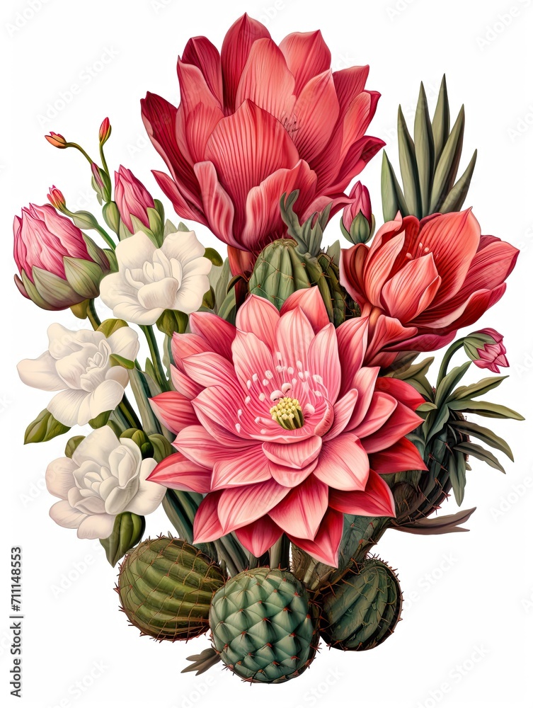Retro Blooming Cactus Designs: where Wildflower Blooms Meet Resilient Beauty