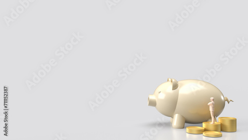 The piggy bank and coins for saving or business concept 3d rendering..