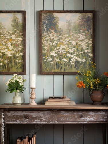 Timeless Impressionist Collections  Vintage Wildflower Wall Art   Rustic Landscape Decor