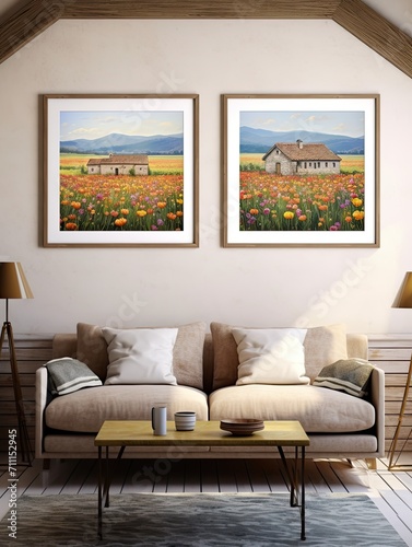 Timeless Tuscan Landscape Prints: Wildflower Fields and Rustic Barns © Michael