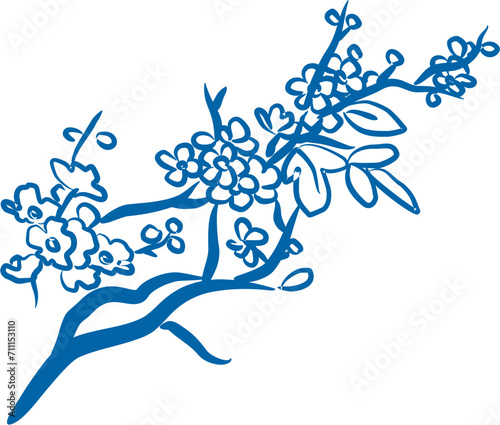 The blue flower Chinese style 04