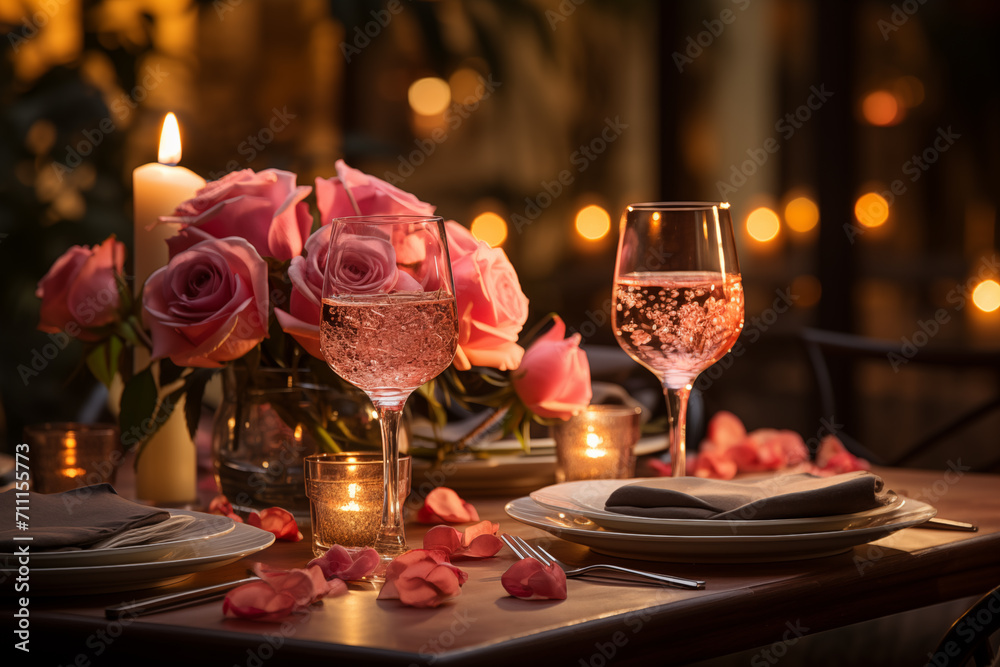 dinner setting with roses