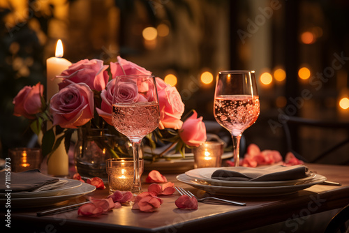 dinner setting with roses