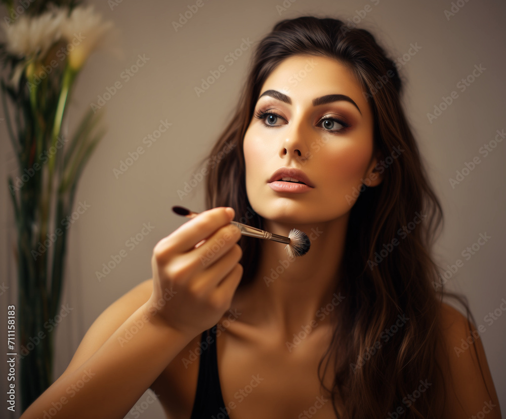 Obraz premium portrait of a woman applying make up