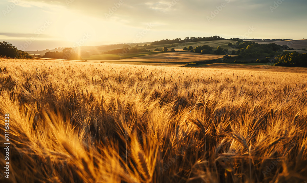 wheat field at sunset