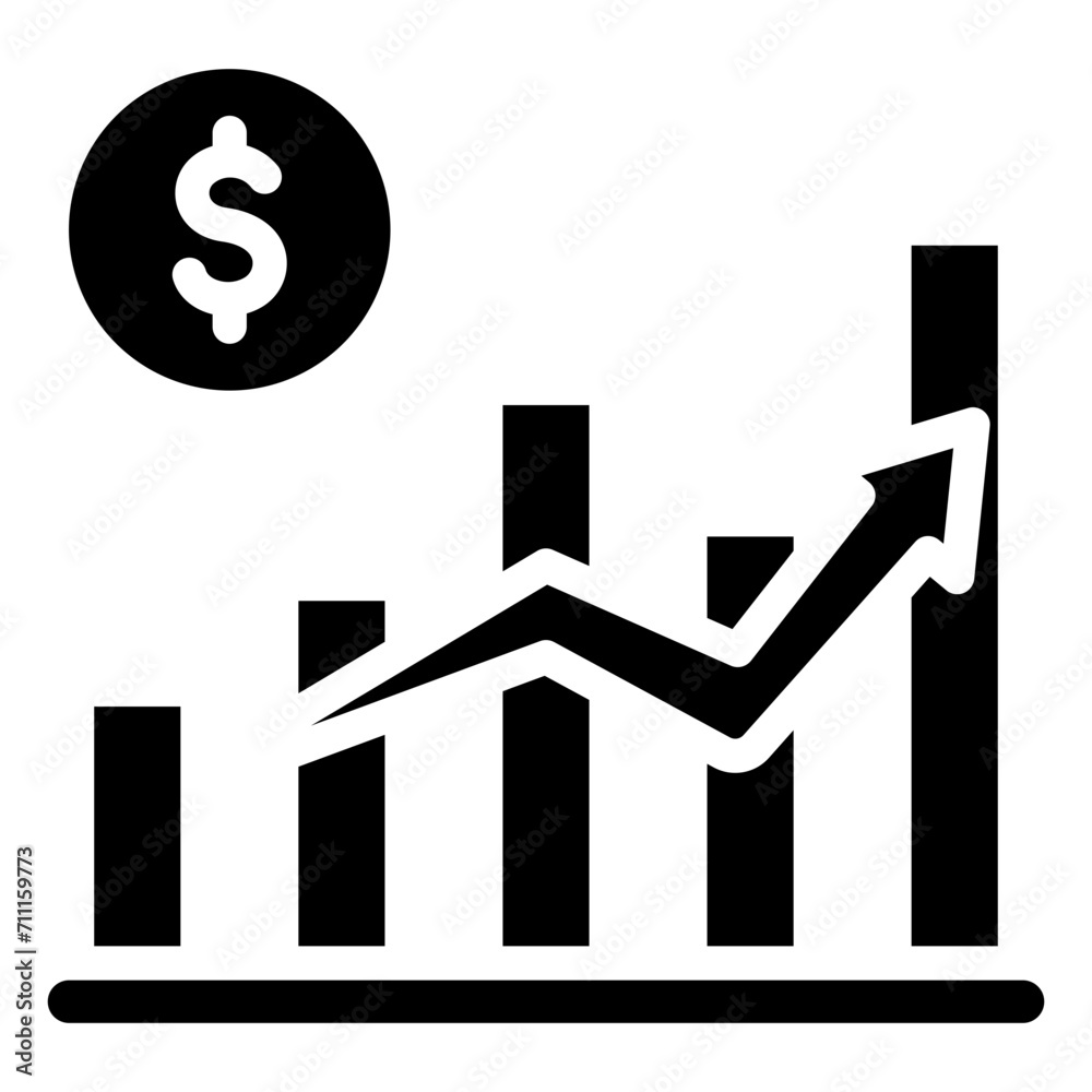 Market Trends glyph icon, related to financial strategy icon Market Trends glyph icon, related to financial strategy icon