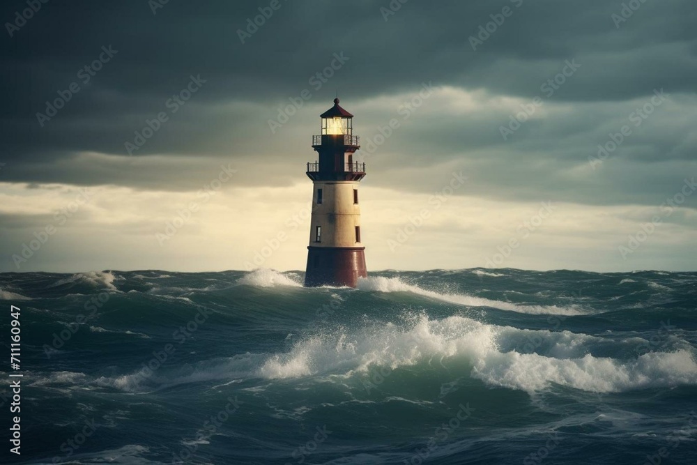 lighthouse at sea. Generative AI