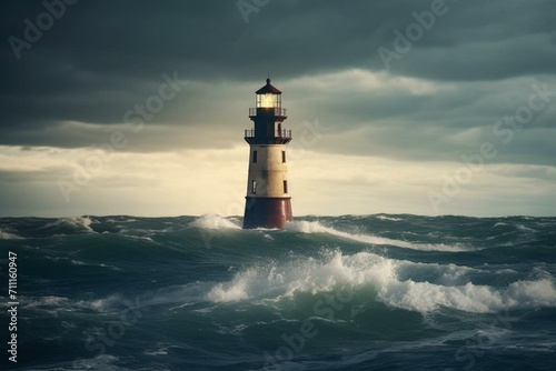 lighthouse at sea. Generative AI