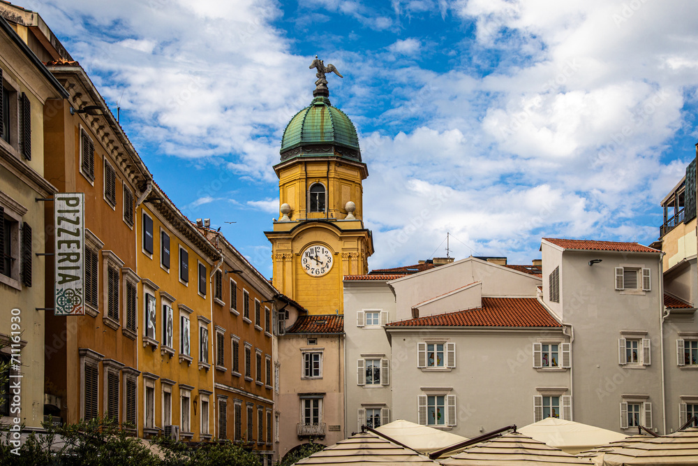 Rijeka, Croatia - July 4, 2023: City Clock Tower