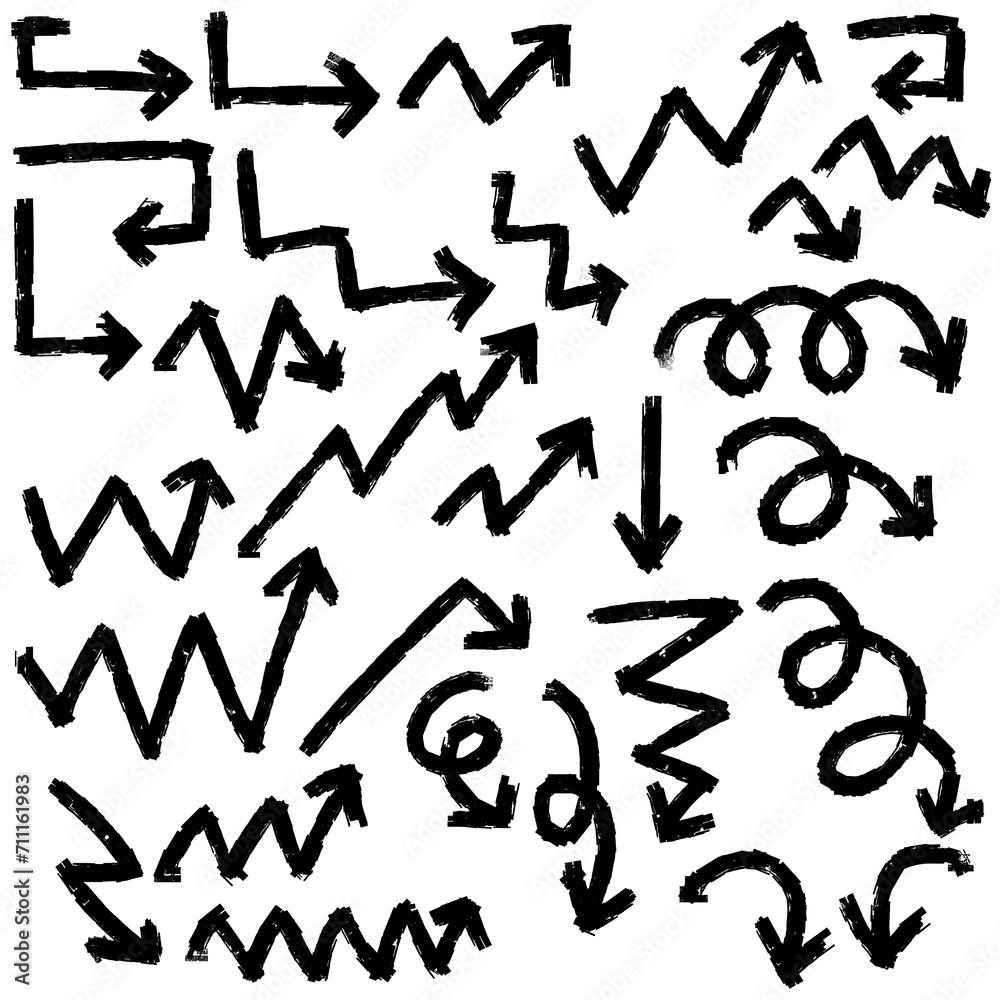 set of hand drawing black arrows set of hand drawing black arrows