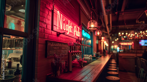 night pub in the city street