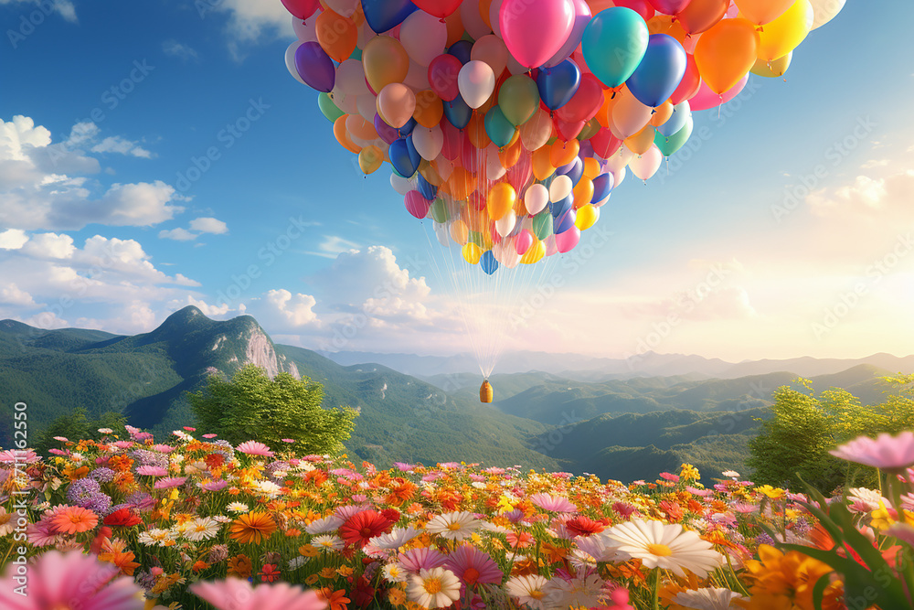 Generative AI Image of Colorful Hot Air Balloons Flying in the Sky with ...