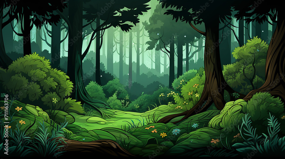 seamless background with green forest