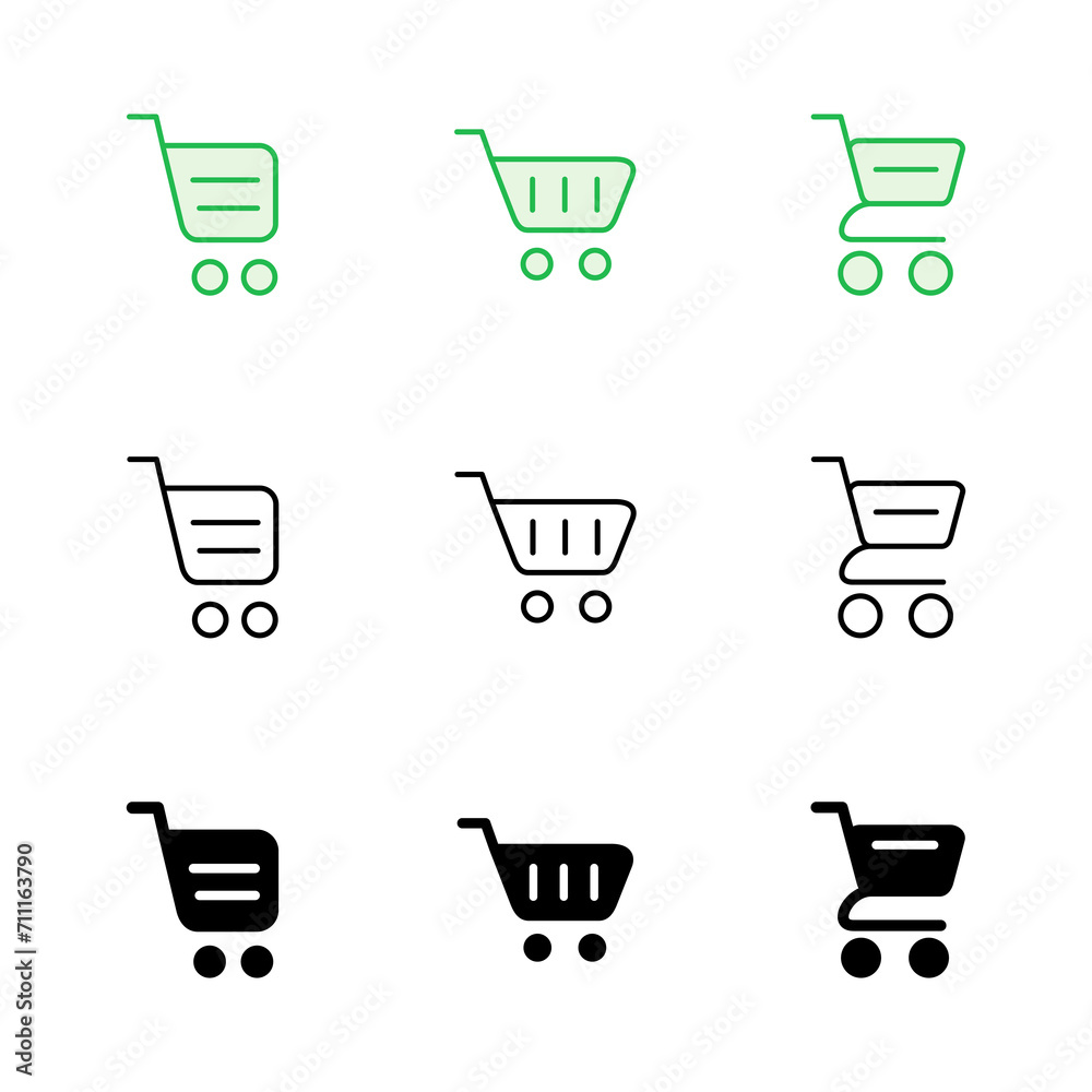 Shopping icon set. Shopping cart icon. Trolley icon vector Shopping icon set. Shopping cart icon. Trolley icon vector