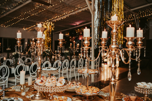 Vászonkép candle-lit snack table at a luxurious party