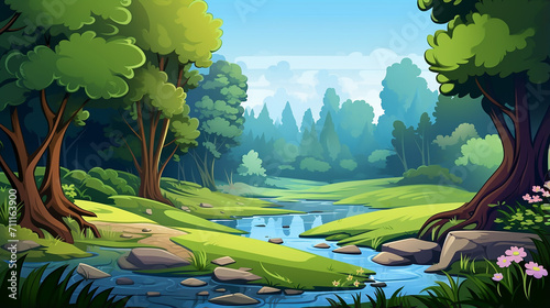 seamless cartoon nature background illustration