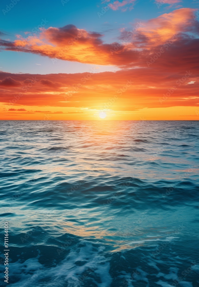 Radiant sunrise over a calm sea