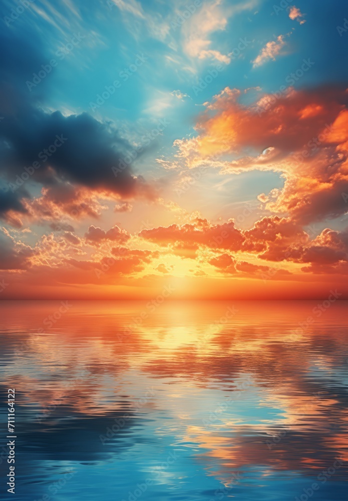 Radiant sunrise over a calm sea