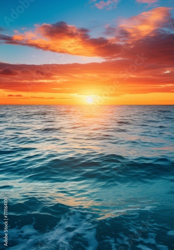 Radiant sunrise over a calm sea