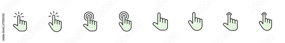Hand cursor icon set. click icon vector. hand click. pointer Hand cursor icon set. click icon vector. hand click. pointer
