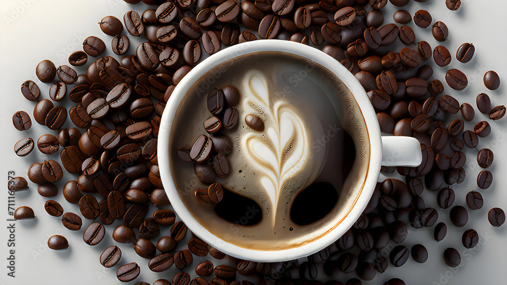 Obraz premium cup of coffee with beans