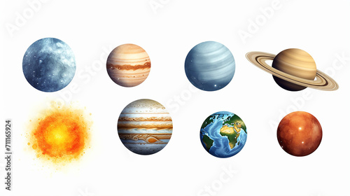 the planet of the solar system isolated on white background