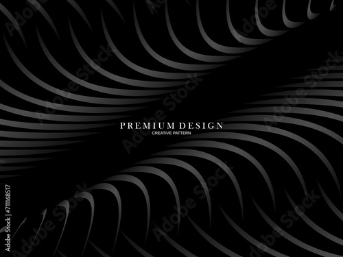 Abstract futuristic dark black background with waving design. Realistic 3d wallpaper with luxurious flowing lines. Elegant background for posters  websites  brochures  cards  banners  apps etc.