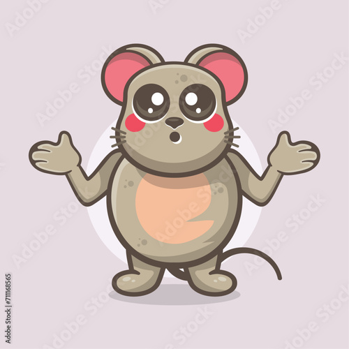 funny mouse animal character mascot cartoon with confused expression