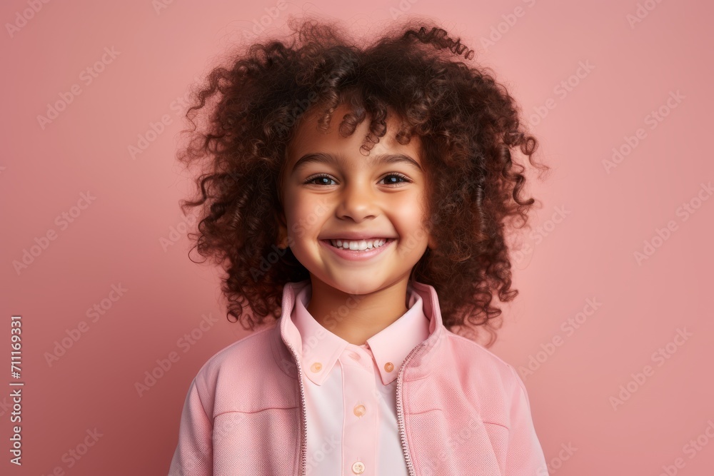 Portrait of a smiling african american little girl on pink background Portrait of a smiling african american little girl on pink background