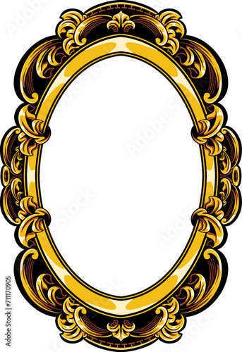 Gold Oval Vintage engraving Frame