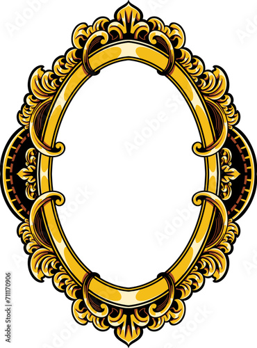Gold Oval Vintage engraving Frame