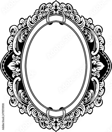 Black and white Oval Vintage engraving Frame