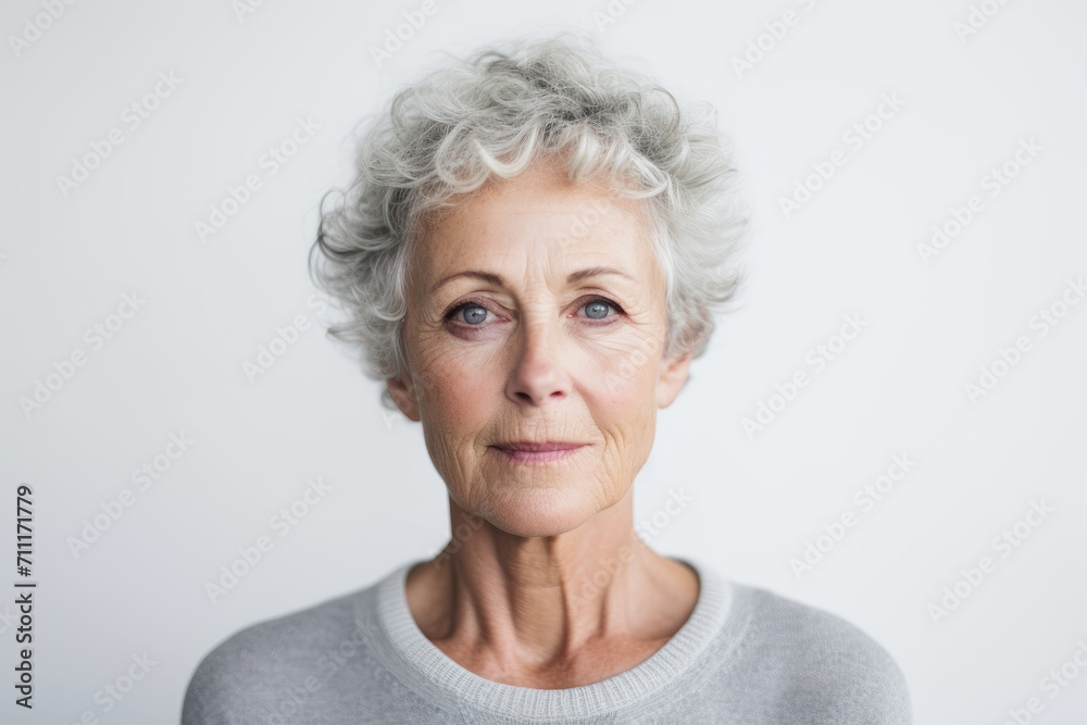 Portrait of a senior woman looking at the camera with a serious expression