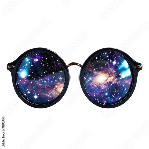 Galaxy Pattern Glasses, Unique and Stylish Eyewear for Space Enthusiasts © LUPACO PNG