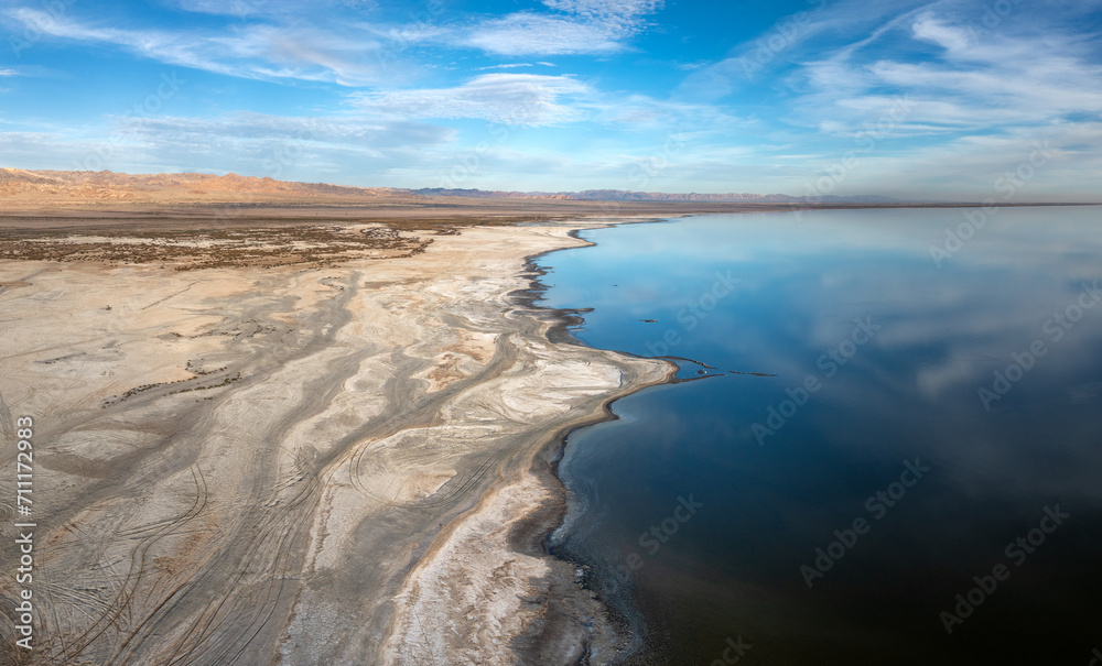 Drone view of Salton Sea Beach
