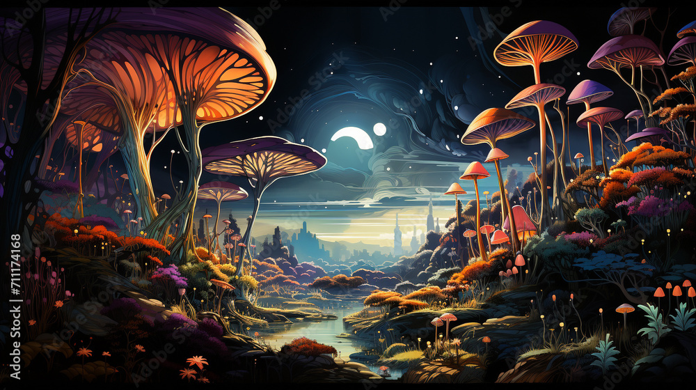Psychedelic Mushrooms in Art - obrazy, fototapety, plakaty 