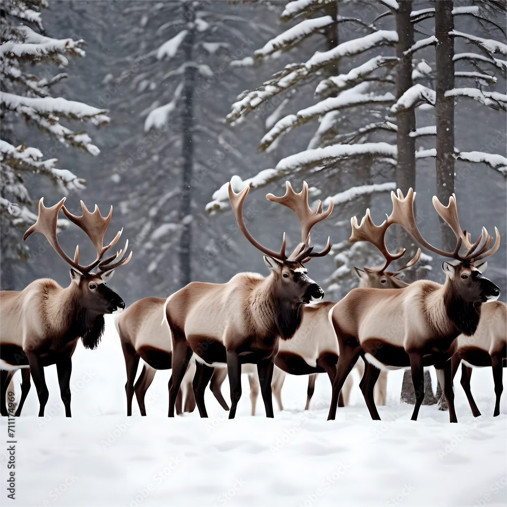 Obraz premium deer in the snow and wood