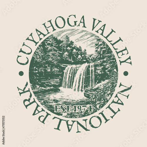 Cuyahoga Valley, Ohio, United States Illustration Clip Art Design Shape. National Park Vintage Icon Vector Stamp. photo