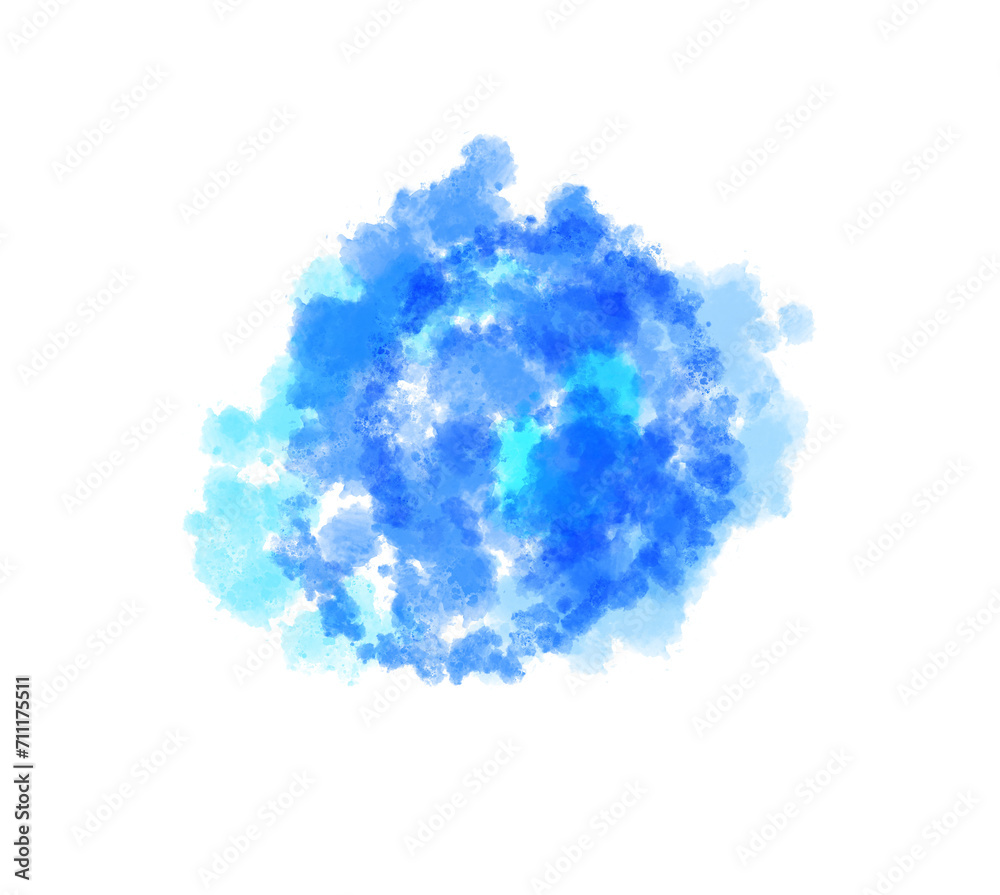 水色の水彩絵の具の滲み 水色の水彩絵の具の滲み